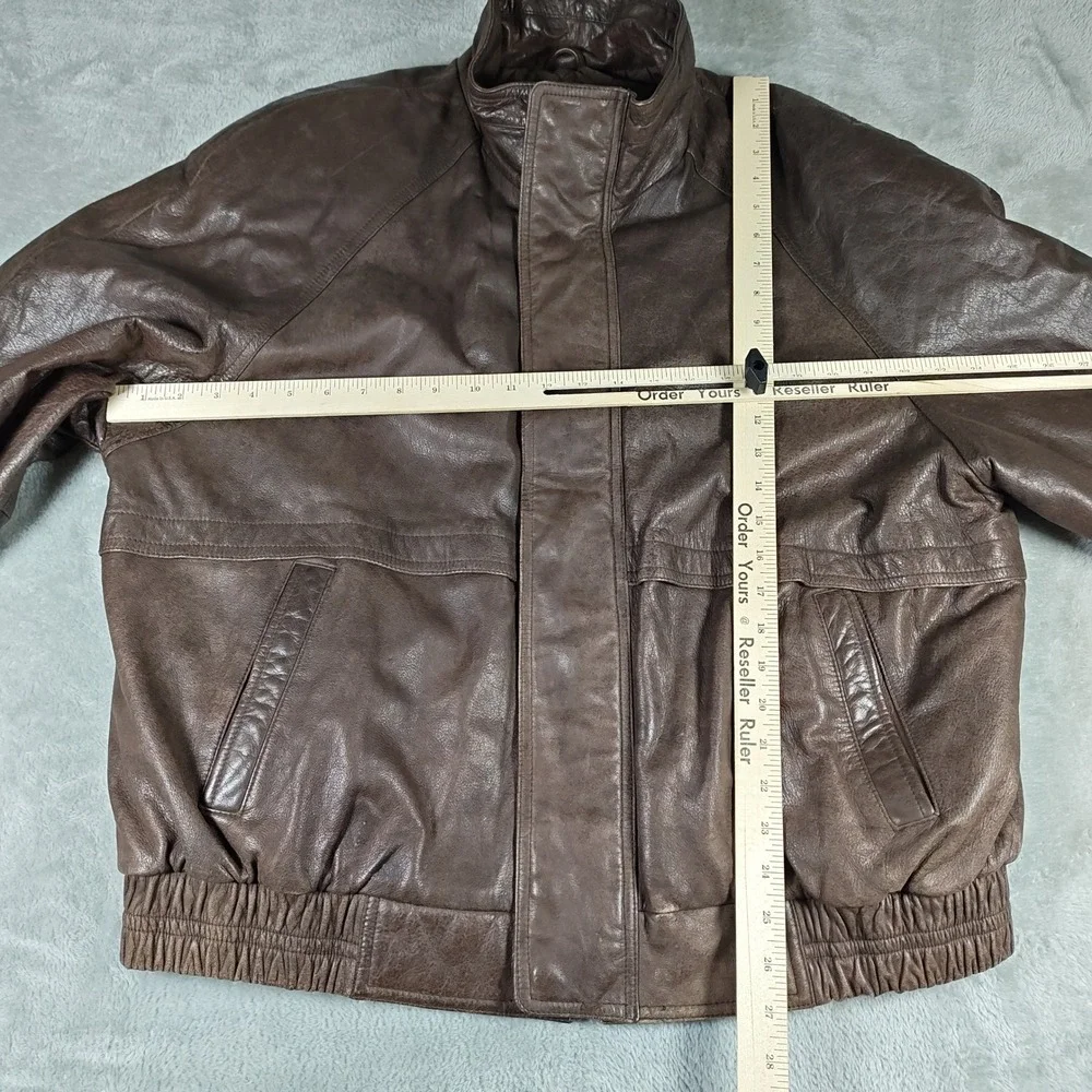 Vintage John Ashford Outdoors Jacket Mens Large Brown Leather Bomber Quilted